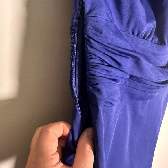 Diane Von Furstenberg Blue Jamila Ruched Dress Womens Size 0 Cap Sleeve DVF - Picture 7 of 16